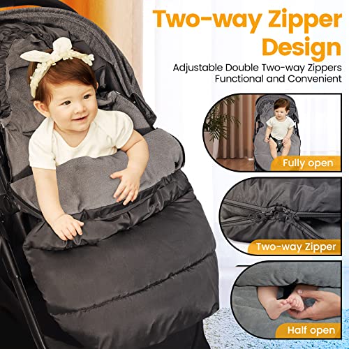 Orzbow Universal Stroller Footmuff, Winter Baby Stroller Bunting Bag, Warm Coral Fleece Stroller Sleeping Bag for Cold Wea...
