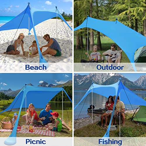 YENGIAM Beach Canopy Beach Tent Pop Up Shade 7.5X7.5 FT Portable Sun Shelter Extra Windproof Rope Stable Sun Protection wi...