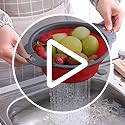QiMH Collapsible Colander and Strainer Set of 3-2 PC 4 Quart(1 gal) and 1 PC 2 Quart(0.5 gal) - BPA Free & Dishwasher-safe...