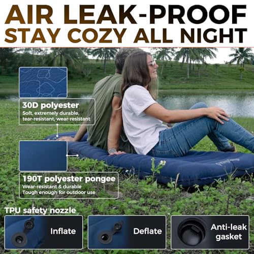 KingCamp Sleeping Pad for Camping, Ultralight Connectable Inflatable Sleeping Pad Camping Mattress with 6.3" Built-in Pill...