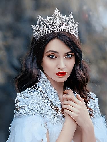 SWEETV Queen Crown for Women,Wedding Tiara for Bride,Princess Tiara,Quinceanera Pageant Crown Diadem