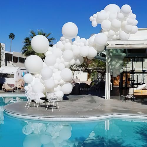 PartyWoo White Balloons 100 pcs 10 Inch Matte White Latex Helium Balloons for Wedding Bridal Graduation Engagement Baby Sh...