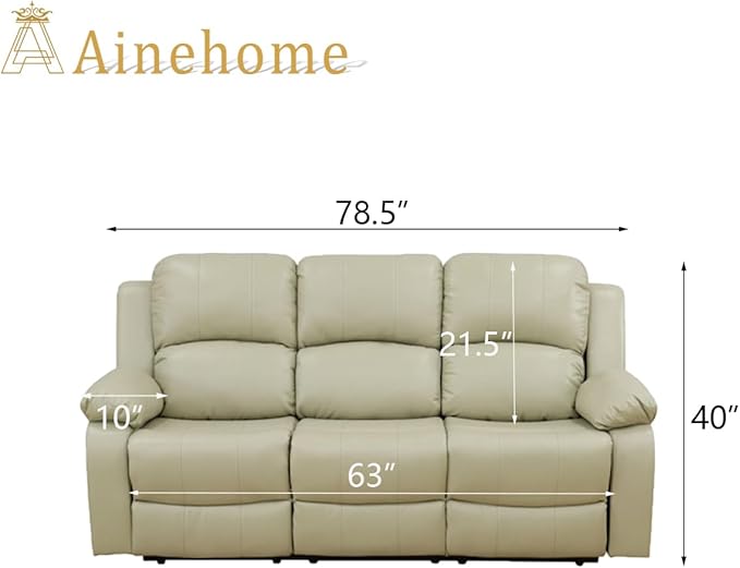 A Ainehome Living Room Furniture Set Leather Recliner Sofa Set Loveseat Chair Furniture Sofa Set for Living Room/Small Space/Rv/House/Office/Theater Seating (A-Beige Leather,Sofa(3seater))