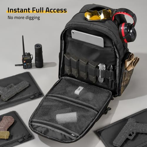 CVLIFE Tactical Range Backpack for Men, Handgun Backpack with Pistol Cases, Range Bag with Removable Divider Daypack for E...