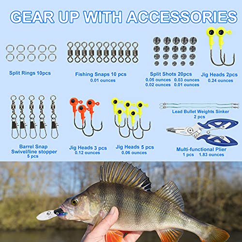 Fishing Lures Tackle Box Bass Kit, Including Animated Lure,Crankbaits,Spinnerbaits,Soft Plastic Worms, Topwater Lures,Hook...