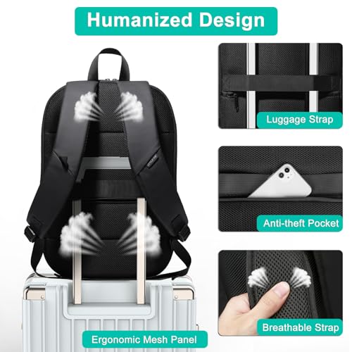 Business Backpack for Men 17 Inch,Slim & Expandable Waterproof Travel Laptop Backpack with USB Charger Port,Anti-Theft Lig...