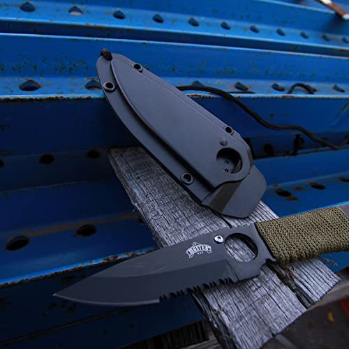 Master USA MU-1121 Series Tactical Fixed Blade Neck Knife, Half-Serrated Blade, 6-3/4-Inch Overall