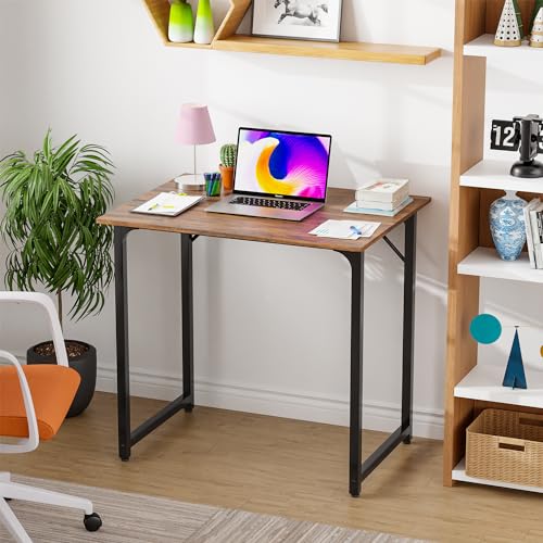 PayLessHere | 32 Inch Computer Desk | Brown | Office Desk with Metal Frame, Adjustable Feet | Water-Resistant, Scratchproo...