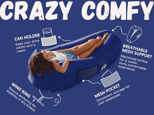 WEKAPO Inflatable Couch with Pump - Easiest Setup, Crazy Comfy & Ultralight - Blow up Lounger Chair Perfect for Hiking, Ca...