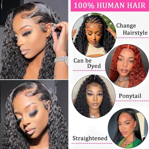 13x6 Full Lace Frontal Wig Water Wave Virgin Human Hair Wigs 200% 18 Inch Deep Wave 13x6 HD Full Lace Frontal Wigs For Black Women Wet and Wavy Wig