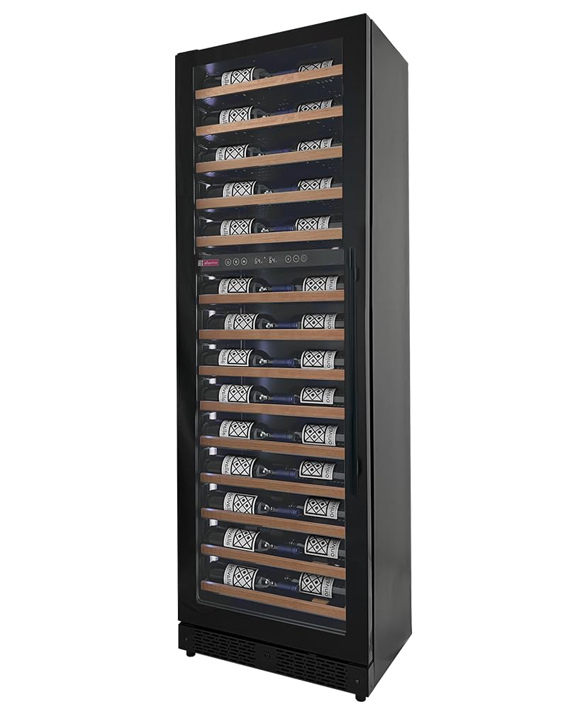 Allavino 67 Bottle 71" Tall Dual Zone Left Hinge Black Shallow Wine Refrigerator VSW6771D-2BL-WD
