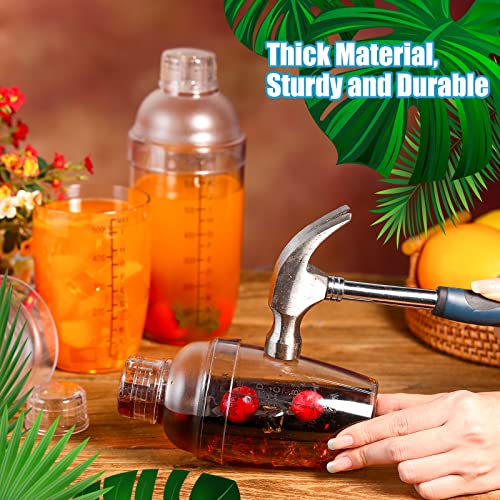 Lallisa 12 Pcs Plastic Cocktail Shaker Drink Mixer with Scales and Strainer Top Clear Shaker Cup with Measurement Plastic ...