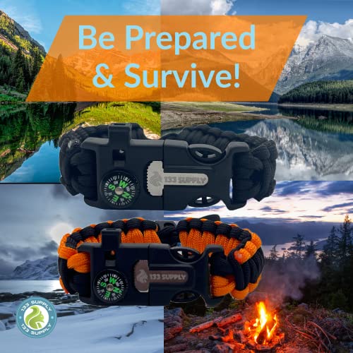 133 Supply Paracord Bracelet Compass Hiking Survival Emergency Whistle Fire Starter Kit Camping Gear Hiking Essentials Fis...