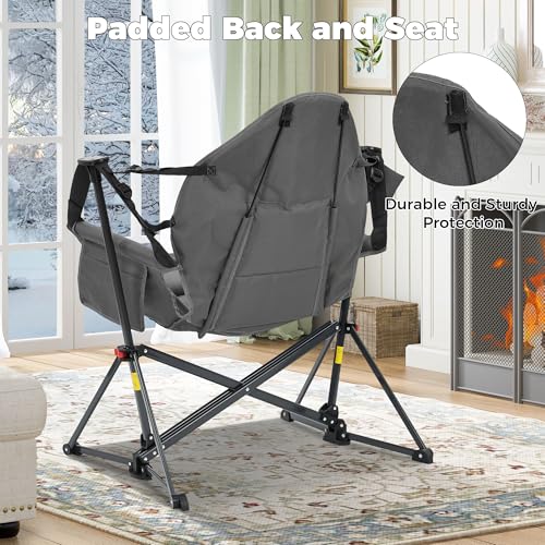 Ainfox Hammock Camping Chair, Foldable Portable Rocking Chairs for Adults Outside Swinging Camp with Cup Holder Pillow for...