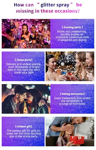 Body Glitter Spray, Applies to Music Stage Rave Festival Party Accessories Hair and Body Shiny Glitter Makeup.