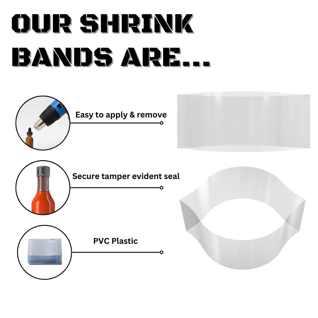 Supplement and Supply 190 x 28 mm Clear Perforated Shrink Band for Tubs, Deli Containers, Large Canisters and More. [Compatible Diameter: 4 11/16"] - Bundle of 1,000