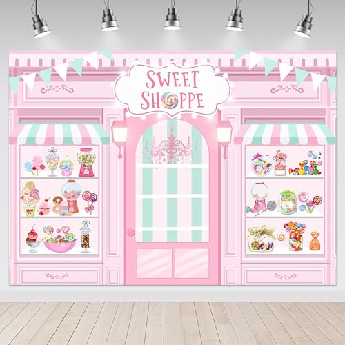 Mocsicka Sweet Shoppe Backdrop 7x5ft Dessert Parlor for Girl Birthday Party Background Decorations Donut Ice Cream Cake Ta...