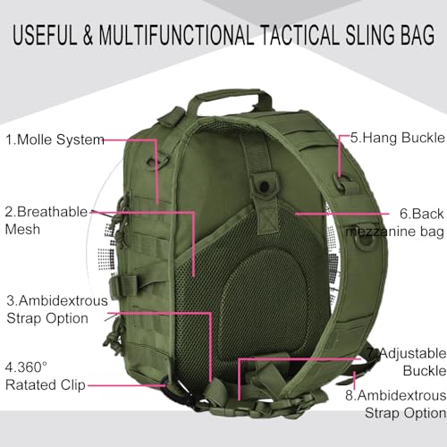 HAOMUK Tactical Sling Bag Pack Military Rover Shoulder Sling Backpack EDC Molle Assault Range Bag