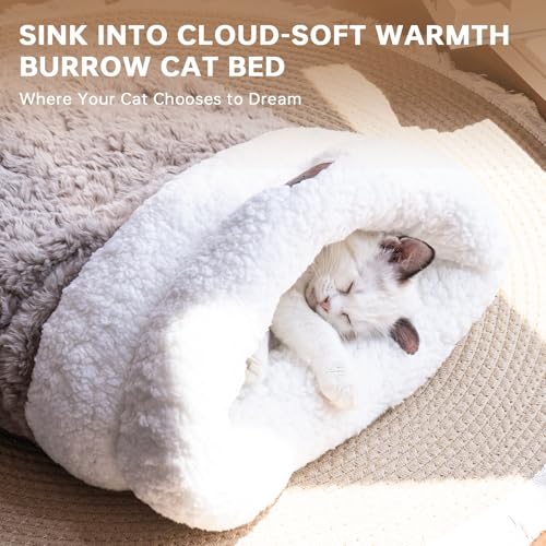 NODARKO Cat Sleeping Bag 4 in 1 Cute Self Warming Cat Bed Cave with Plush Portable Snuggle Sack/Hideway for Indoor Cats & ...