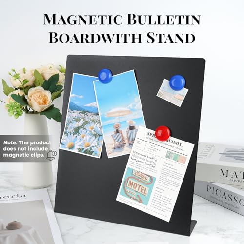 2 Pack Magnet Board,Black Magnetic Board,Metal Magnetic Bulletin Board,Magnet Display Stand for Home, School, Kitchen, Office