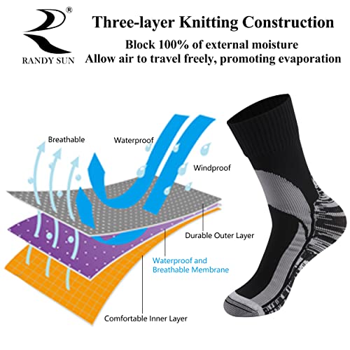 RANDY SUN Waterproof Breathable Socks, [SGS Certified] Unisex Novelty Skiing Trekking Hiking Wading Trail Socks