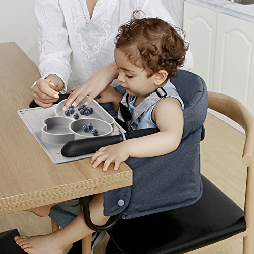 Hook-On Chair with Tray, Fold-Flat Storage and Tight Fixing Clip on High Chair for Babies and Toddlers, Portable Booster S...