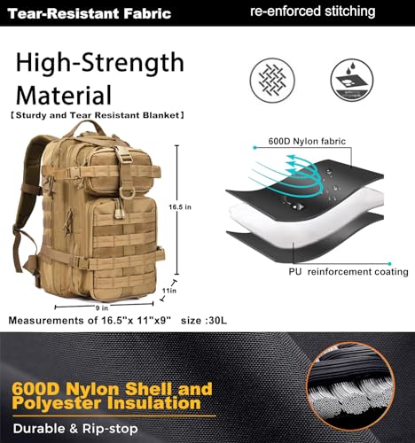 Miramrax Small Tactical Backpack Military Daypack - 30L Backpack for Men Molle Assault Pack Bug Out Bag for Hiking Camping...