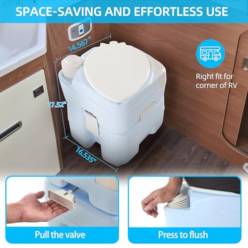 YITAHOME 5.28 Gallon Portable Toilet Camping Porta Potty with Diagonal Enlarged Bowl, Hand Sprayer and Press Flush Pump, S...