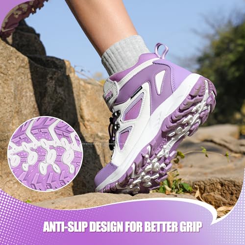 R CORD Kids Hiking Boots Waterproof & Breathable, Durable TPR Traction Outsole, Anti-Skid, Athletic Drawstring Closure, Un...
