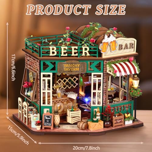 Foyucool Miniature House Kit, DIY Miniature Dollhouse Kit, Mini House Building Kits with LED, Unique Gift for Birthday Chr...