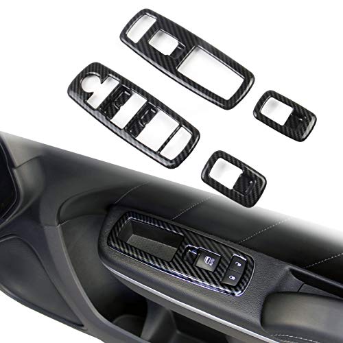 Carbon Fiber Window Lift Trim Switch Panel Cover Trim for Dodge Charger 2011+/ Chrysler 300 2015-2021 Black