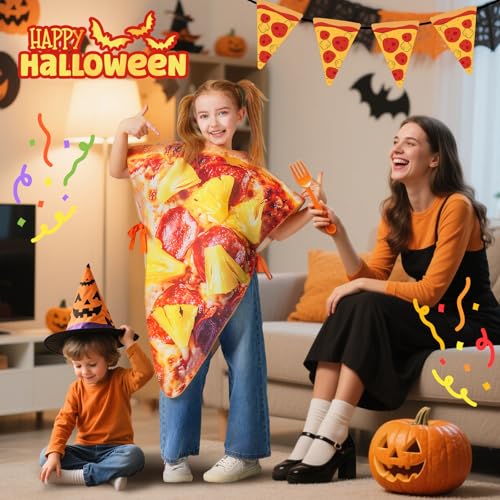 Aotiooy Pizza Costume for Kid, Halloween Pizza Slice Tunic Costume for Toddler Child Teens, Funny Food Cosplay Onesie, One...