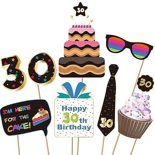 BRT Bearingshui 30th Photo Booth Props, Birthday Party Accessories & Signs