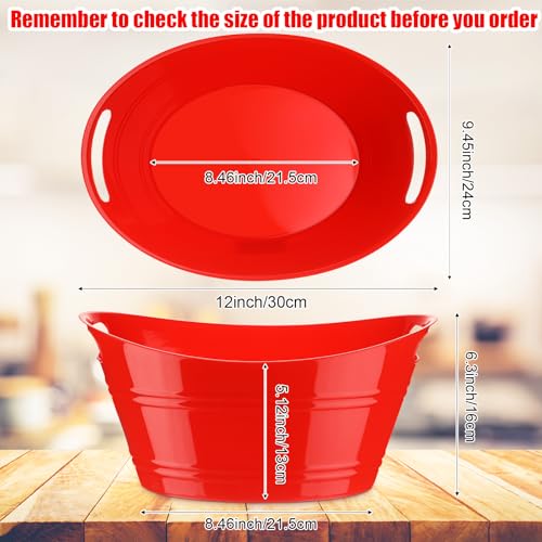 Patelai 6 Pcs Ice Buckets Bulk, Plastic Ice Buckets with Handles, Oval Storage Tub, Large Capacity Drink Tub for Party Bar...