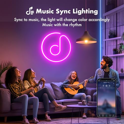 SILFU Neon Rope Lights, 50FT RGB Led Strip, Waterproof IP67, DIY Design, Music Sync, 44 Keys Remote Control, Multiple Mode...