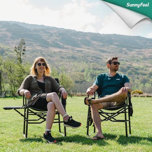 SUNNYFEEL Camping Directors Chair, Heavy Duty,Oversized Portable Folding Chair with Side Table, Pocket for Beach, Fishing,...