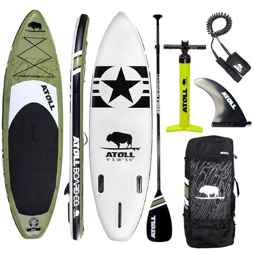 Atoll Inflatable Paddle Board with Premium SUP Stand Up Paddle Board Accessories & Back Pack, Non-Slip Comfort Deck for Un...