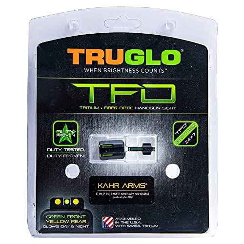 TRUGLO TFO Tritium & Fiber-Optic Handgun Sight Durable Snag-Resistant Glowing Night Sight, Compatible with Kahr Arms Handguns