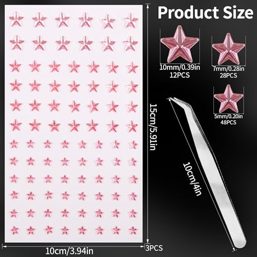 3 Sheets Self Adhesive Face Gems Stickers, Hair Gems Face Jewels Eye Jewels Rhinestones Festival Essentials Rave Accessori...