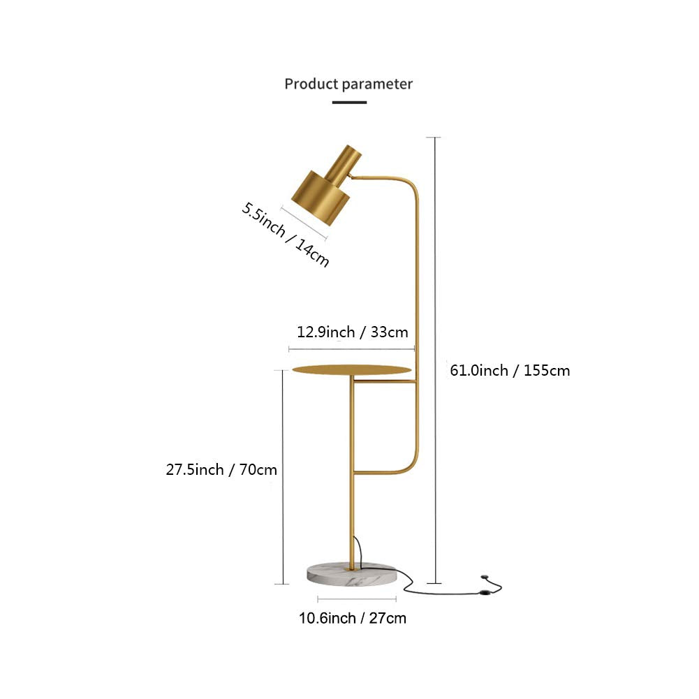 Hsyile Lighting KU300217 Contemporary Modern Creative Floor Lamp with a Table,Suitable for Living Room,Den,Office,Bedroom - E26 Base - Brushed Brass Finish