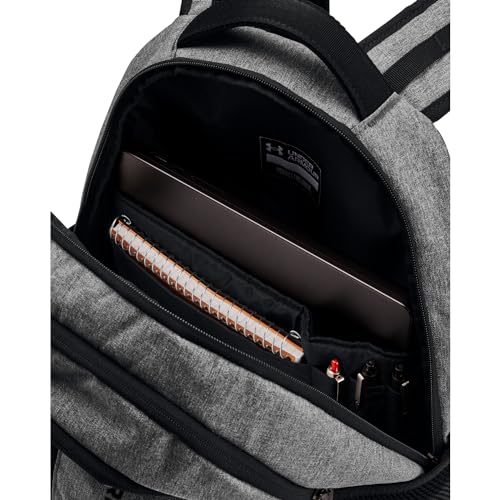 Under Armour Unisex-Adult Hustle 6.0 Backpack, (026) Castlerock Full Heather/Black/Black, One Size Fits Most