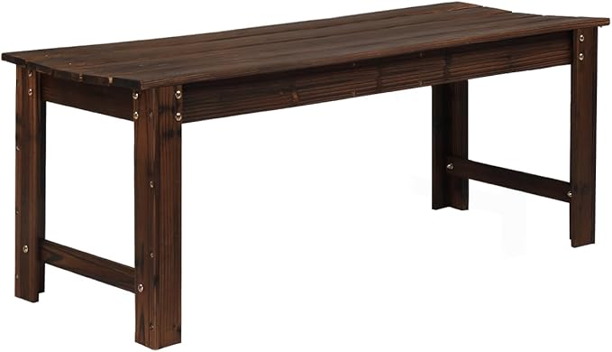 VINGLI Outdoor Wood Bench, 48" Outdoor Bench Patio Wooden Bench Garden Bench Outdoor Backless Bench for Deck Patio (Carbonized)