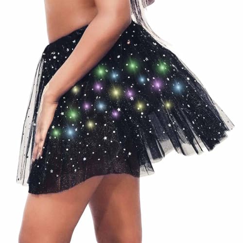 DRESBE Light Up Tutu Skirt Glow Party Tutus Christmas Xmas New Year's Eve Neon LED Tulle Tutu for Women