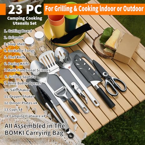Berglander Camping Essentials, Camping Cooking Utensils Set, Camping Accessories Gear Must Haves, Come with Camping Silver...