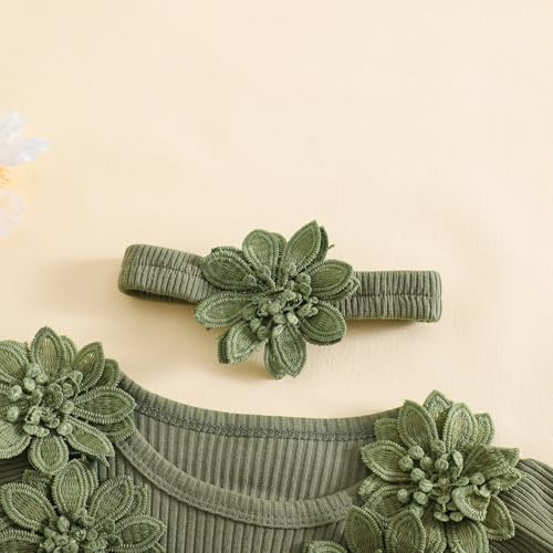 Douhoow Baby Girl Romper Dress Embroidery Lace Flowers Baby Dress Romper Fall Winter Festival Clothes with Headband