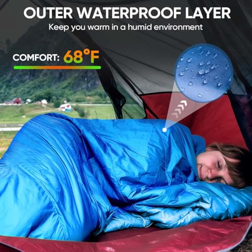 OBTANIM Sleeping Bags Portable Waterproof Camping Sleeping Bag for Adults Kids 4 Seasons Cold Weather or Warm Backpacking ...