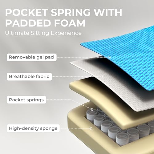 Dowinx Gaming Chair Breathable Fabric Computer Chair with Pocket Spring Cushion, Comfortable Office Chair with Gel Pad and...