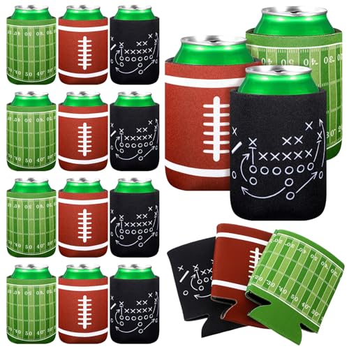 Nuogo 24 Pcs Football Party Favors Can Cooler Sleeves American Football Soft Insulated Foam Can Sleeves Skinny Cans Party ...