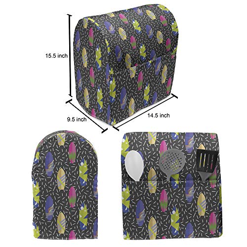 Ambesonne Surfboard Stand Mixer Cover, Colorful Boards in Memphis 80s Retro Style Abstract Summer Themed Fun Pattern, Kitc...
