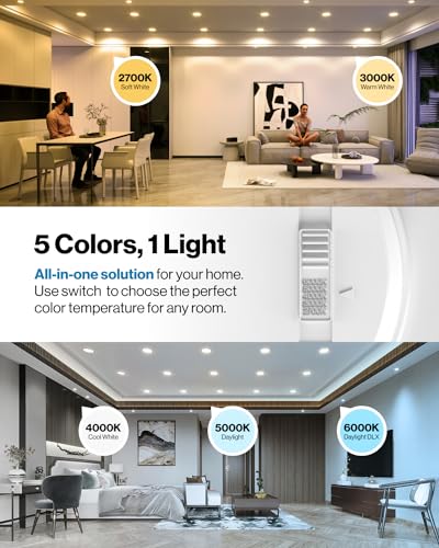 Sunco 24 Pack Retrofit LED Recessed Lighting 6 Inch, Can Lights for Ceiling, 1200 LM, 15W, Selectable CCT 2700K/3000K/4000...